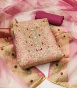 Kimisha women's pink viscose shimmer unstitched dress material