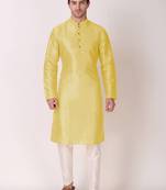 Ethnic lemon art silk kurta payjama set for ethnic festive traditional looks