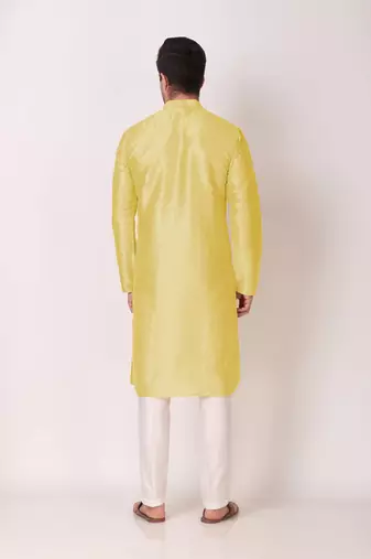 Ethnic lemon art silk kurta payjama set for ethnic festive traditional looks