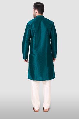 Ethnic teal art silk kurta payjama set for ethnic festive traditional looks 2