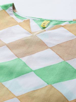 women multi cotton checked printed straight kurta 2