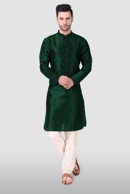 Ethnic green art silk kurta payjama set for ethnic festive traditional looks 1