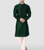 Ethnic green art silk kurta payjama set for ethnic festive traditional looks