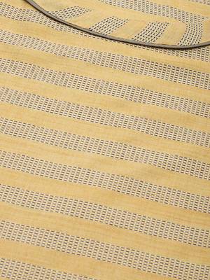 women yellow cotton striped printed a-line kurta 2