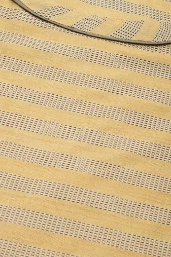 women yellow cotton striped printed a-line kurta