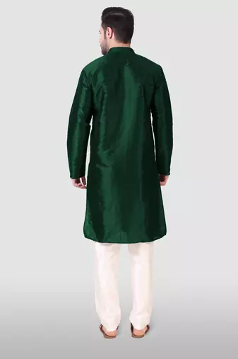 Ethnic green art silk kurta payjama set for ethnic festive traditional looks