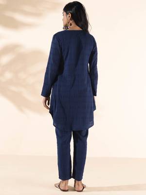 blue cotton dobby relaxed co-ord set 2