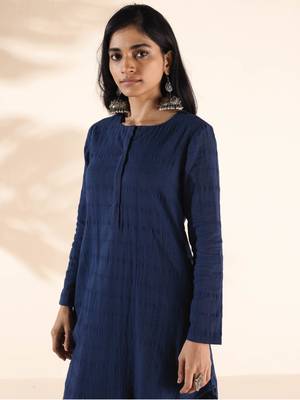 blue cotton dobby relaxed co-ord set 3