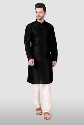Ethnic black art silk kurta payjama set for ethnic festive traditional looks 1