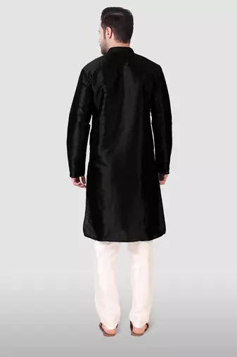 Ethnic black art silk kurta payjama set for ethnic festive traditional looks