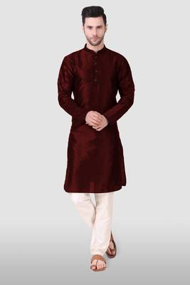 Ethnic maroon art silk kurta payjama set for ethnic festive traditional looks 1