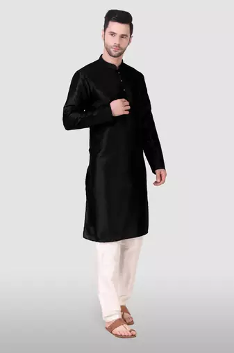 Ethnic black art silk kurta payjama set for ethnic festive traditional looks