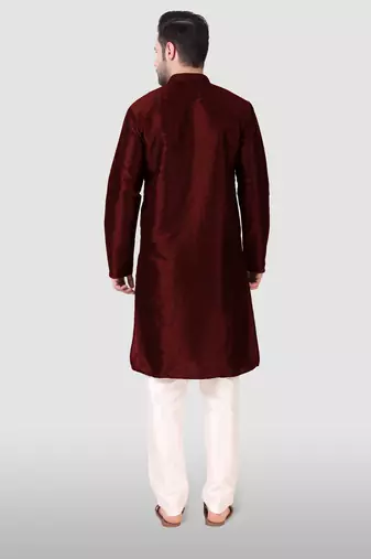 Ethnic maroon art silk kurta payjama set for ethnic festive traditional looks