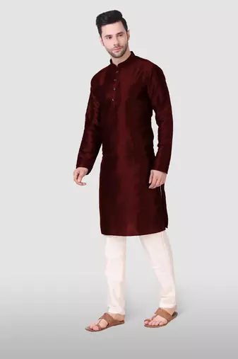 Ethnic maroon art silk kurta payjama set for ethnic festive traditional looks