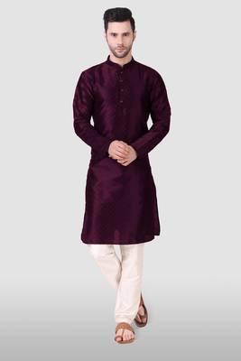 Ethnic purple art silk kurta payjama set for ethnic festive traditional looks 1