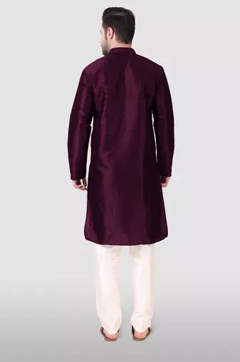 Ethnic purple art silk kurta payjama set for ethnic festive traditional looks