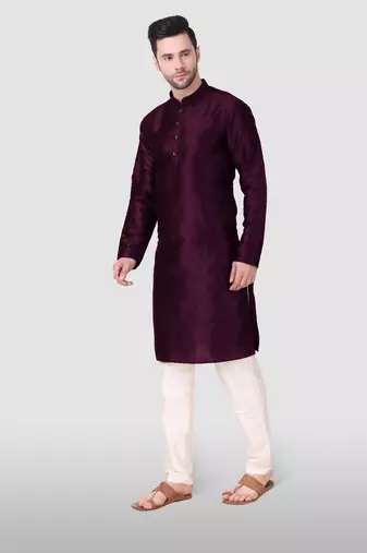 Ethnic purple art silk kurta payjama set for ethnic festive traditional looks