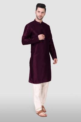 Ethnic purple art silk kurta payjama set for ethnic festive traditional looks 4