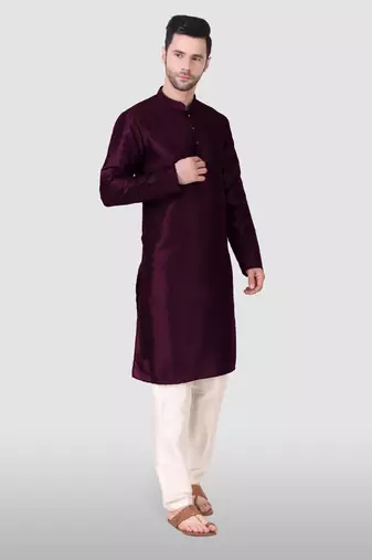 Ethnic purple art silk kurta payjama set for ethnic festive traditional looks
