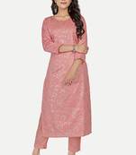 Pure festive looks pink colour ethnic kurti with designer foil printed traditional looks