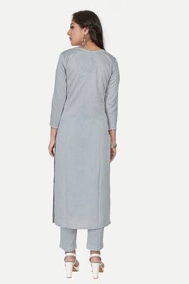 Pure festive looks grey colour ethnic kurti with designer foil printed traditional looks 2