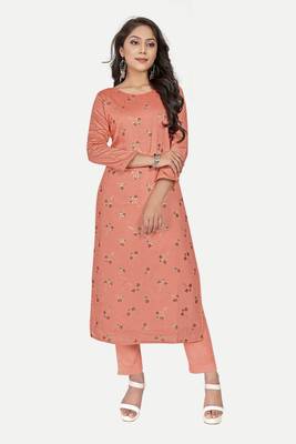Pure festive looks orange colour ethnic kurti with designer foil printed traditional looks 1