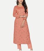 Pure festive looks orange colour ethnic kurti with designer foil printed traditional looks