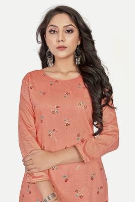 Pure festive looks orange colour ethnic kurti with designer foil printed traditional looks 3