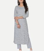 Pure festive looks grey colour ethnic kurti with designer foil printed traditional looks