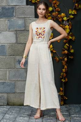 Pannkh women's allover printed jumpsuit with embroidery 6