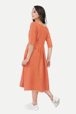Pure festive looks orange colour ethnic kurti with designer embroidery work traditional looks 2