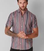 Off white colour pure classy looks designer printed linen blend shirt for men