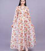 Printted cream color georgette full length shrug