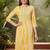 yellow viscose rayon abstract embroidered straight kurta