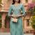 women blue viscose rayon abstract printed straight kurta