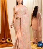 Peach Ethnic And Smart Sequins Work Trendy Glamorous Partywear Looks
