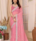 Pink Zomato Chiffon c Smart Sequins Work Partywear Saree