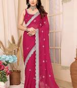 Pink Zomato Chiffon c Smart Sequins Work Partywear Saree