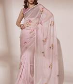 Pink Blooming Organza c Designer Brush Printed Trendy Girlish Saree