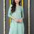 women sea green cotton blend bandhani printed straight kurta