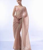 Heavy Work Peach Burburry c Ethnic Partywear Saree
