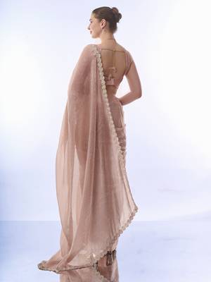 Heavy Work Peach Burburry c Ethnic Partywear Saree 2