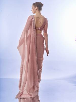Heavy Designer Work Pink Burburry c Ethnic Partywear Saree 2