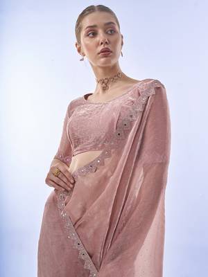 Heavy Designer Work Pink Burburry c Ethnic Partywear Saree 3