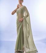 Heavy Designer Work Pista Burburry c Ethnic Partywear Saree