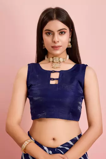 Blue Traditional Leheriya Print Ethnic Festive Wear Saree