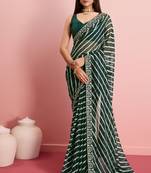 Green Traditional Leheriya Print Ethnic Festive Wear Saree
