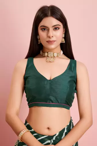Green Traditional Leheriya Print Ethnic Festive Wear Saree