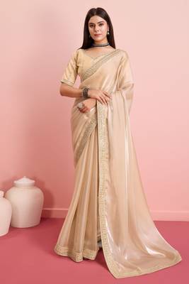 Beige Fancy Jimmy Choo c Classy Ethnic Girlish Saree 1