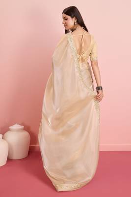 Beige Fancy Jimmy Choo c Classy Ethnic Girlish Saree 2